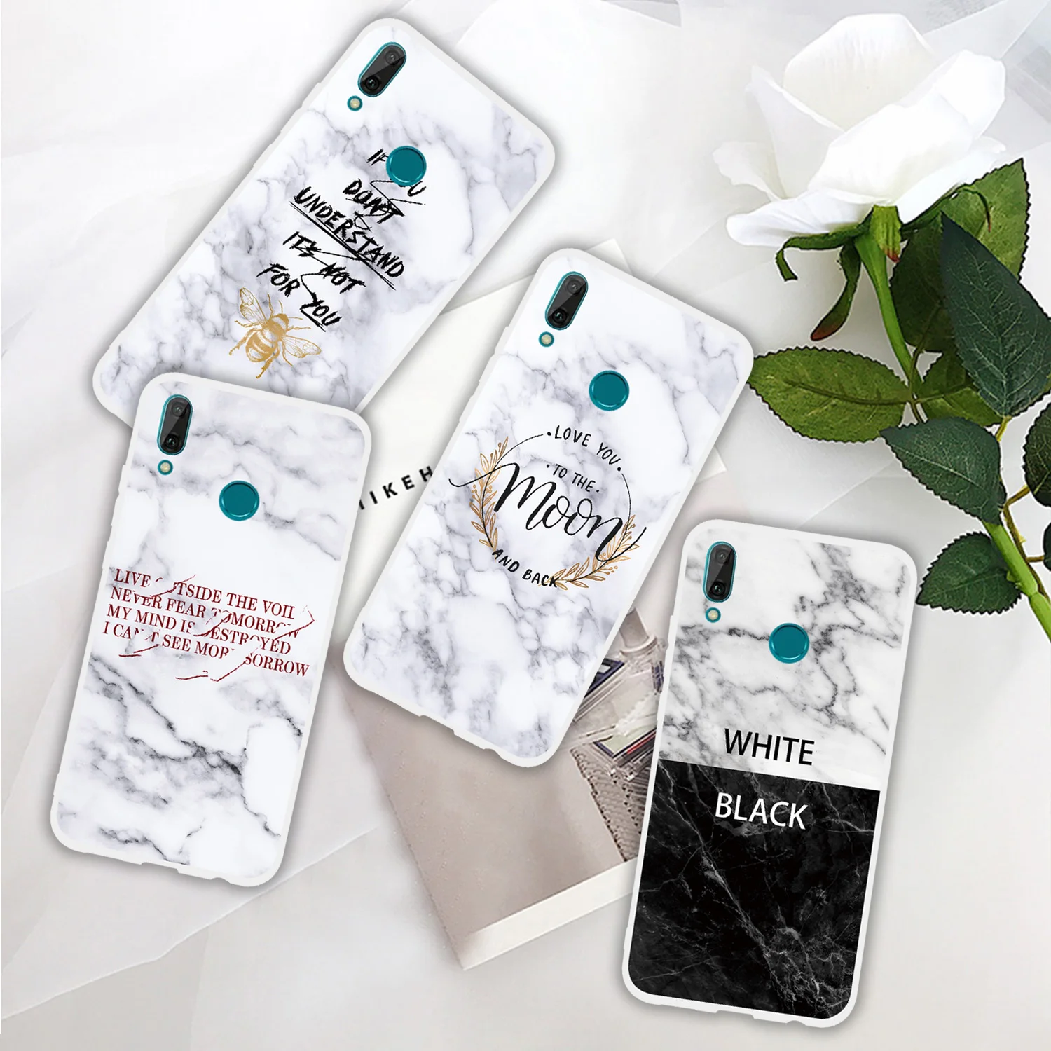 Мраморные прозрачные чехлы для Huawei Y9 Y7 Prime Y6 Pro Y5 Lite Y3 2018 2017 YP Smart Nova 3 4e 3E 3i 2i Plus