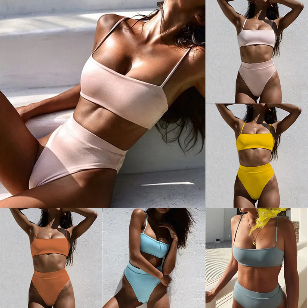 Women Bandage Bikini Set Push-Up Brazilian Beachwear Swimsuit Pure Suspender Split Leisure time A3058 | Спорт и развлечения
