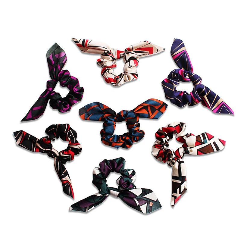 Vintage Women Headwear Turban DIY Bow Streamers Hair Scrunchies Ribbon Ties Horsetail Head Wrap Accessories | Украшения и