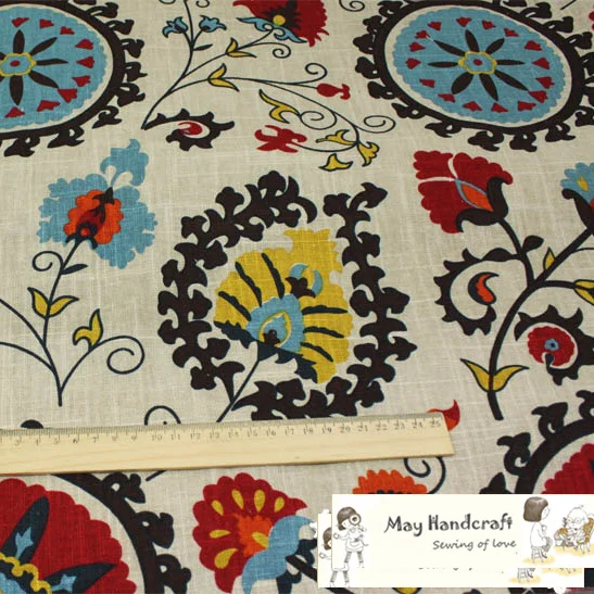 Мягкая льняная хлопчатобумажная ткань с цветочным принтом для шитья одежды