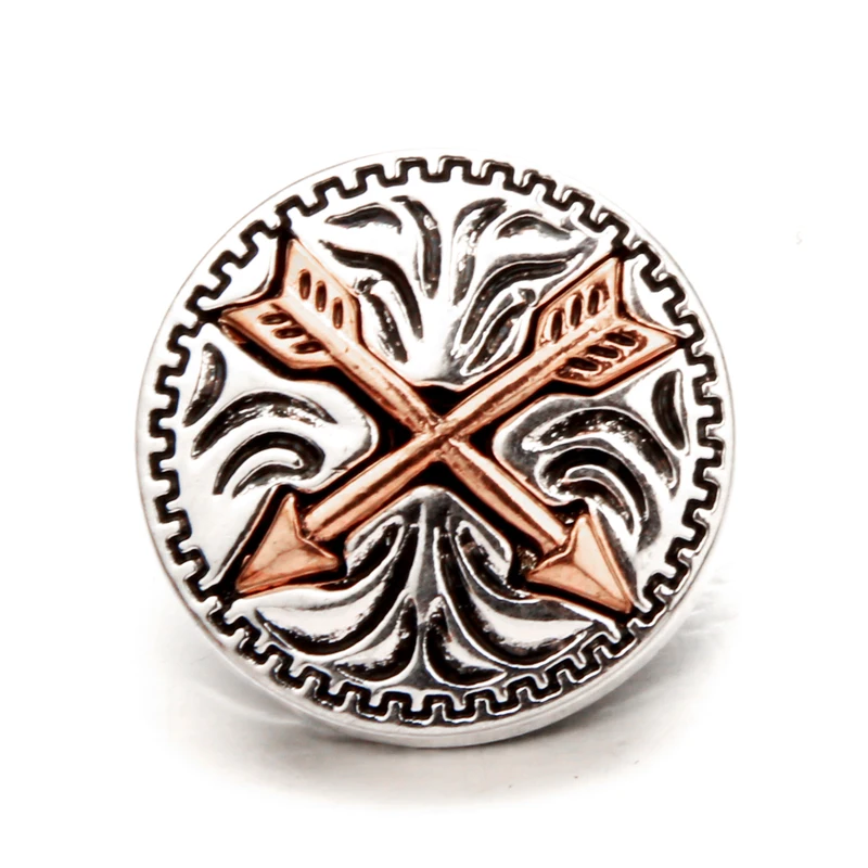 10pcs/lot wholesale High-quality new Snap Jewelry Rose Gold Double arrows Buttons fit18-20mm snap Bracelet KZ262 | Украшения и