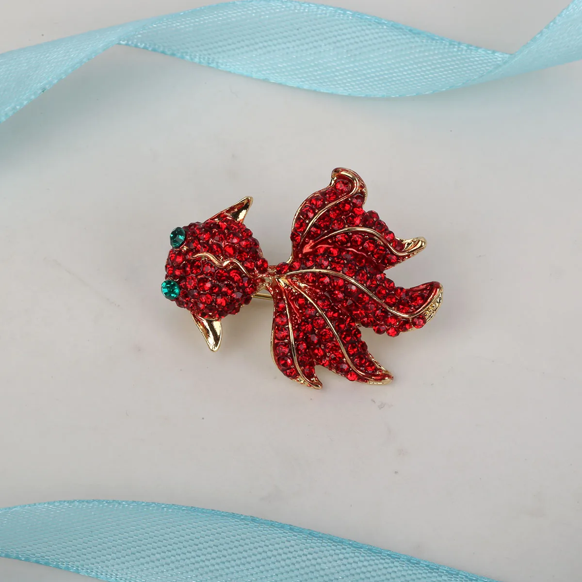 Yacq Goldfish brooch pin antique gold red W crystal animal jewelry gifts for women girls mom her wholesale dropshipping BA20 | Украшения и