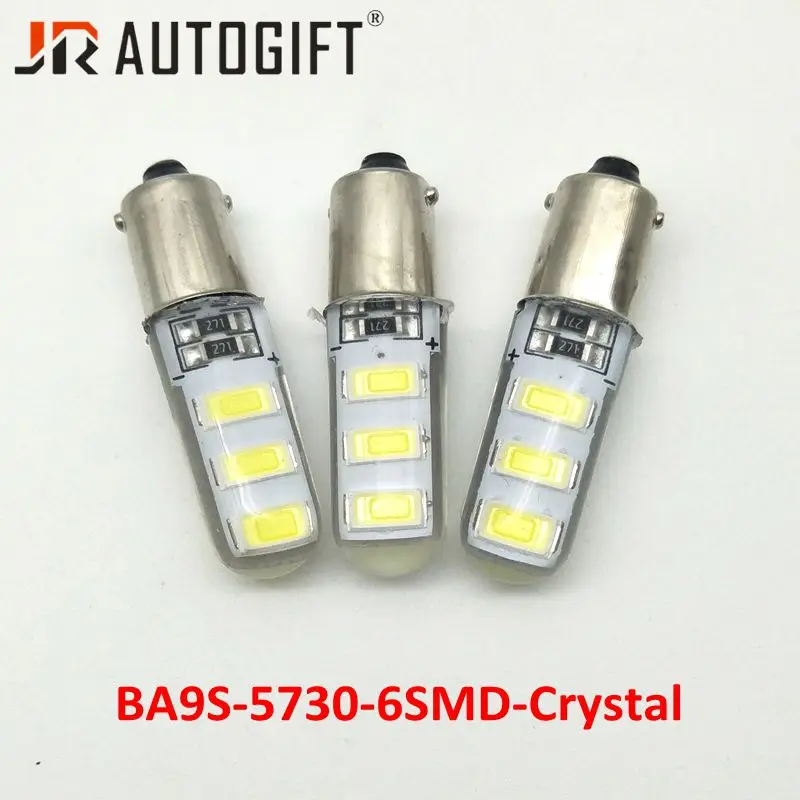 

10Pcs Car styling BA9S 6smd 5630 5730 crystal lamp parking 12V/24V BA9S silicone T4W 6Led Bulb external light reading bulb