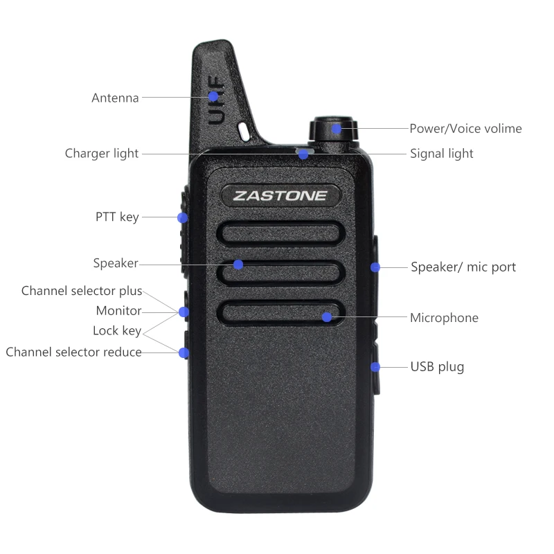Zastone X6 Black UHF Mini Handheld Transceiver Ham radio hf transceiver handheld walkie talkie Children's Walkie Talkie