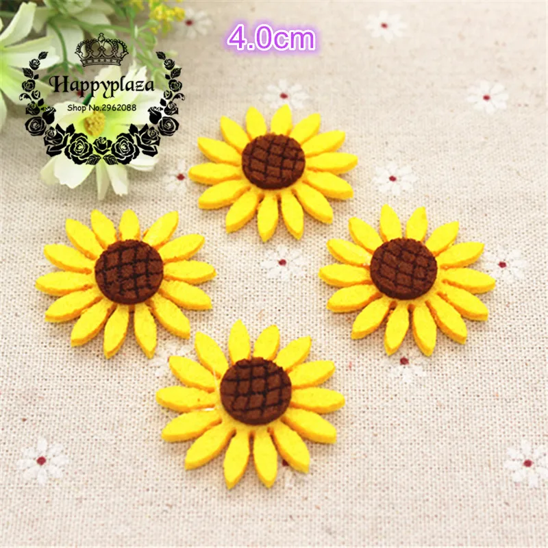 20 шт. милые нетканые ткани ручной работы с аппликацией в виде подсолнуха нашивки