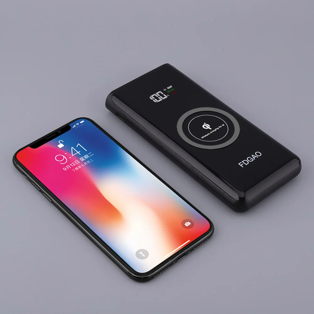 FDGAO power Bank 20000 мАч QI Беспроводное зарядное устройство для мобильного телефона USB power bank Внешняя батарея для iPhone XS Max XR 8 X samsung S9 S8