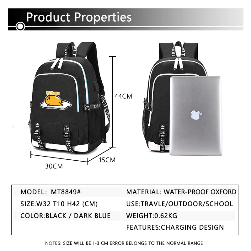 Детские рюкзаки с принтом ленивых яиц желтая школьная сумка Gudetama Lazy Egg из ткани