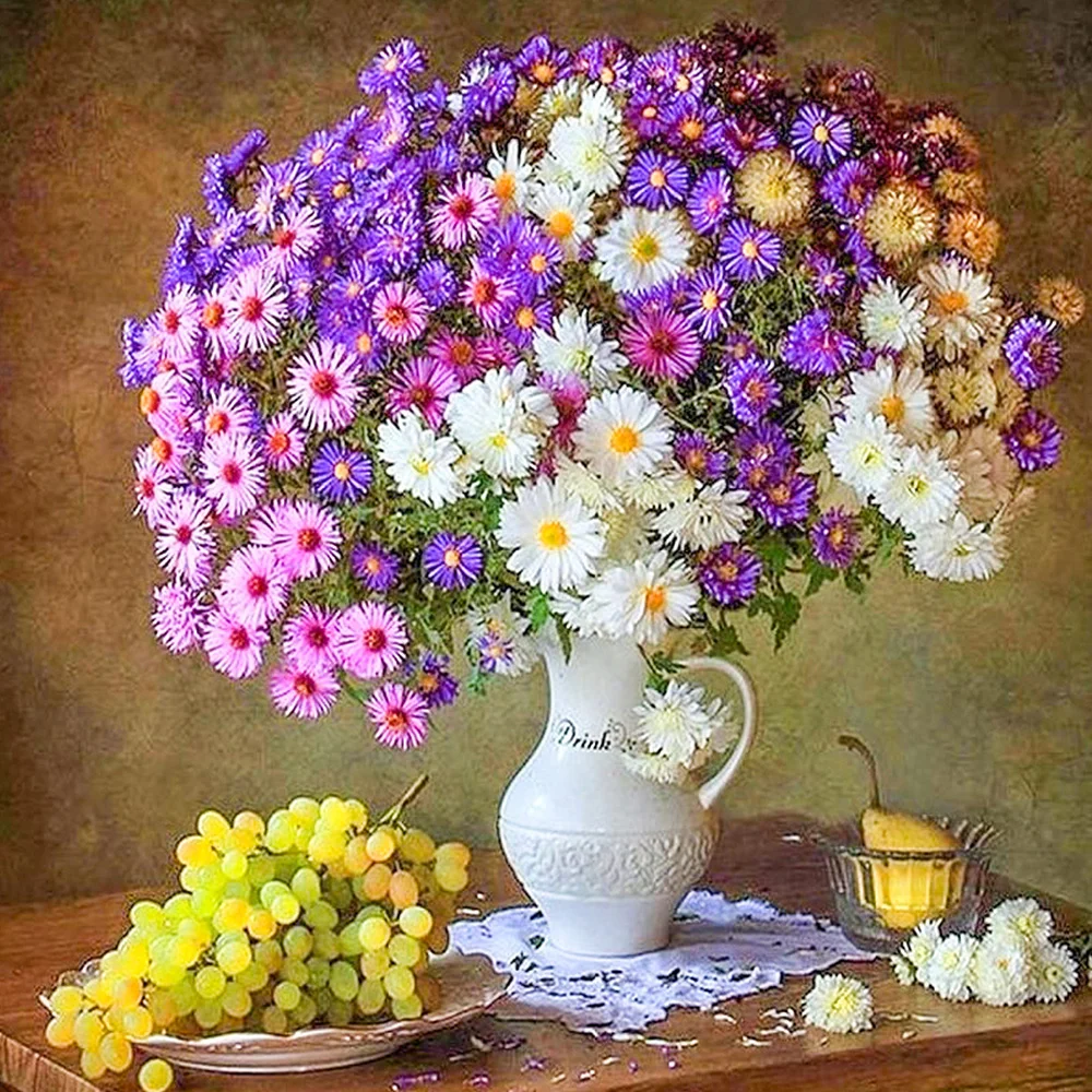 Алмазная живопись букет цветов полная мозаика сделай сам алмазная вышивка