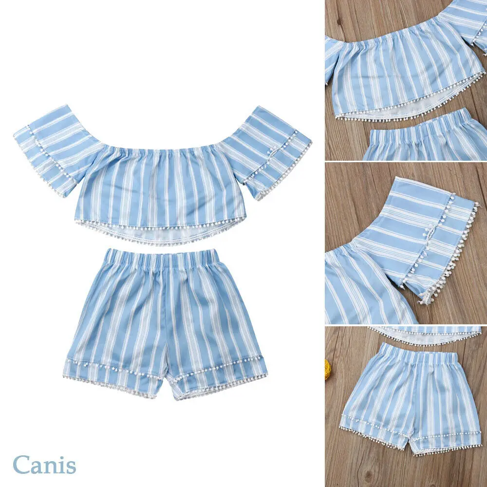 Pudcoco 2019 детская одежда костюмы для девочек малышей маленьких детей 2 шт. короткий