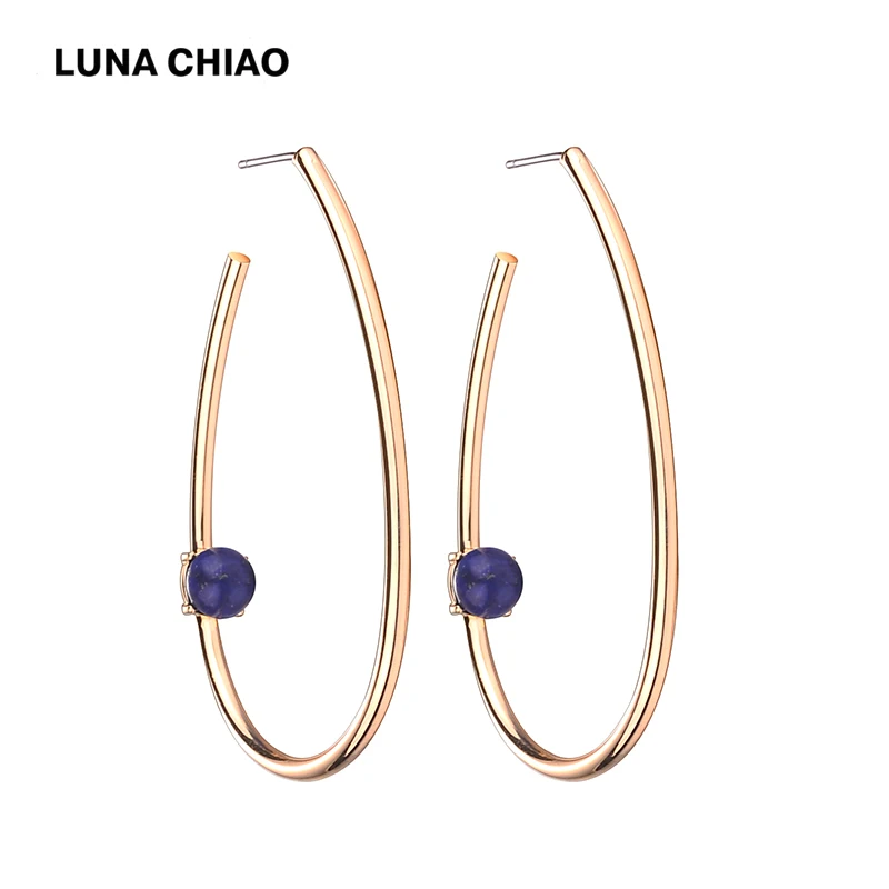 Женские медные серьги капельки LUNA CHIAO большие из драгоценного камня|earrings for|stone