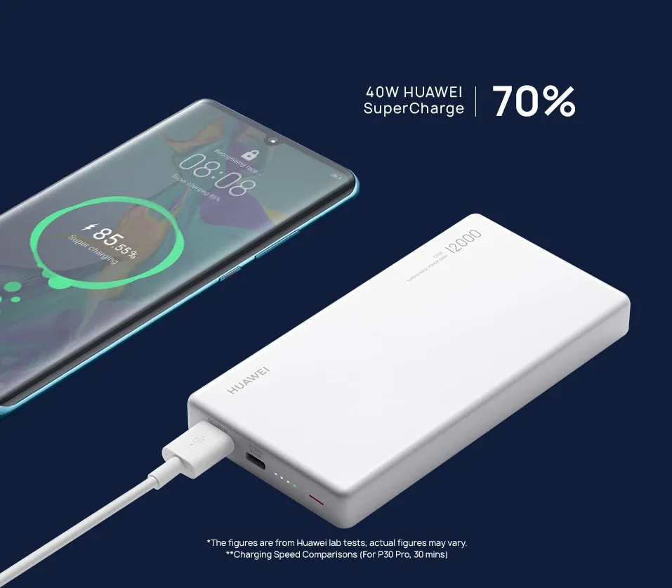 HUAWEI Портативный банк питания с 12000mAh Max 40W Супер быстрая зарядка 30 минут полная