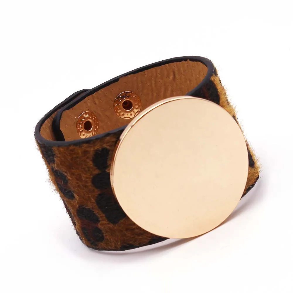 11 D& новые кожаные ZA Leopard многоцветный Браслет для женщин Boho Золото Цвет Кнопка Винтаж Рождество Панк ювелирные изделия - Окраска металла: 11