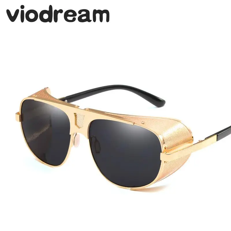 

Viodream Fashion Steampunk Round Sunglasses Thick Windshield Goggle Hip Hop Retro Men Sun glasses Oculos De Sol Feminino