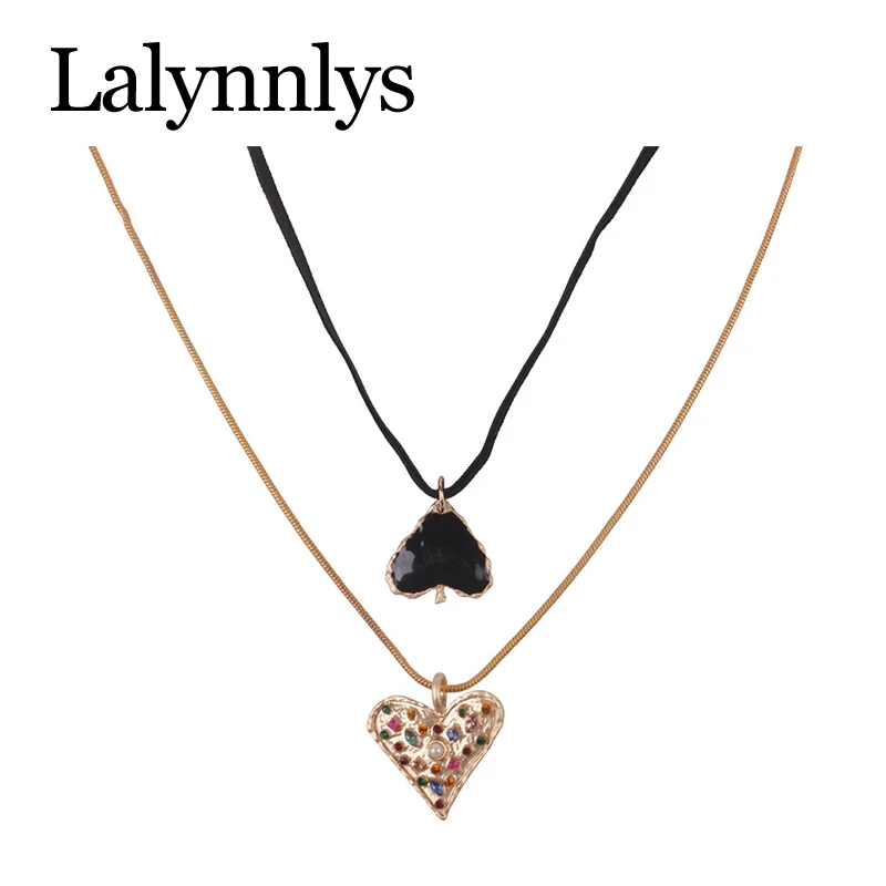 Lalynnlys Boho ZA ожерелье с подвеской в виде сердца, винтажные массивные Стразы, ожерелье s для женщин, ювелирные изделия, подарки, горячая Распродажа N68041