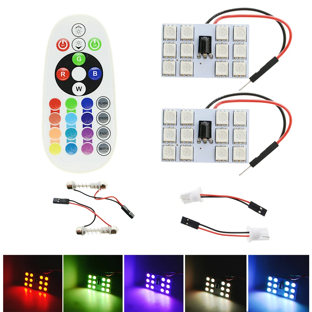 T10 5050 SMD 16 Цвета RGB Светодиодная панель Авто Интерьер чтениt дорожной карты лампа