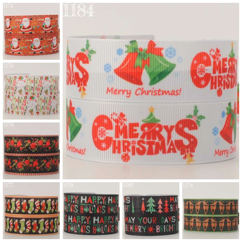 

NEW 50 yards Merry Christmas pattern ribbon printed grosgrain ribbon free shipping 02