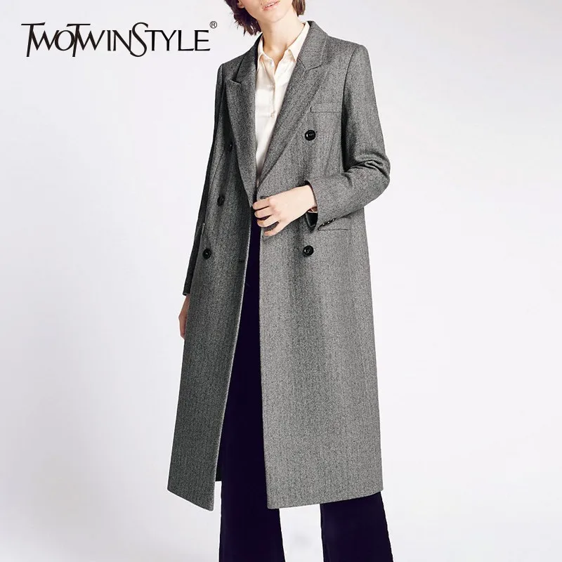 TWOTWINSTYLE твид Блейзер Пальто для будущих мам женский нагрудные с длинным рукавом