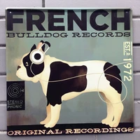 french bulldog records vintage metal signs wall stickers plates bar pub home wall decor art painting pet dogs gift 3030cm n142