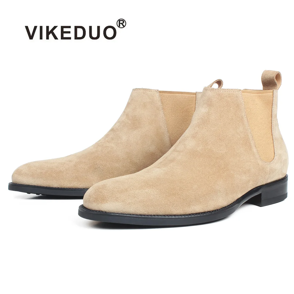 Ботильоны VIKEDUO для мужчин персиковая натуральная замша изготовленная на заказ