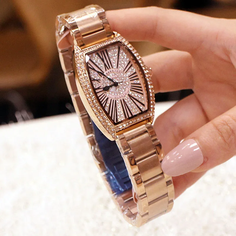 Часы женские Кварцевые водонепроницаемые из нержавеющей стали с браслетом