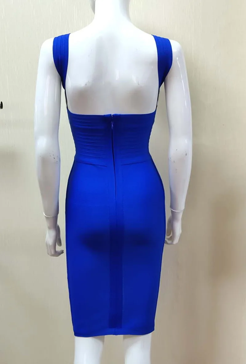 

New Sexy Backless V Neck Cross Bust Strap Summer Knee Length Bandage Dress Bodycon Mid Length Party Dress