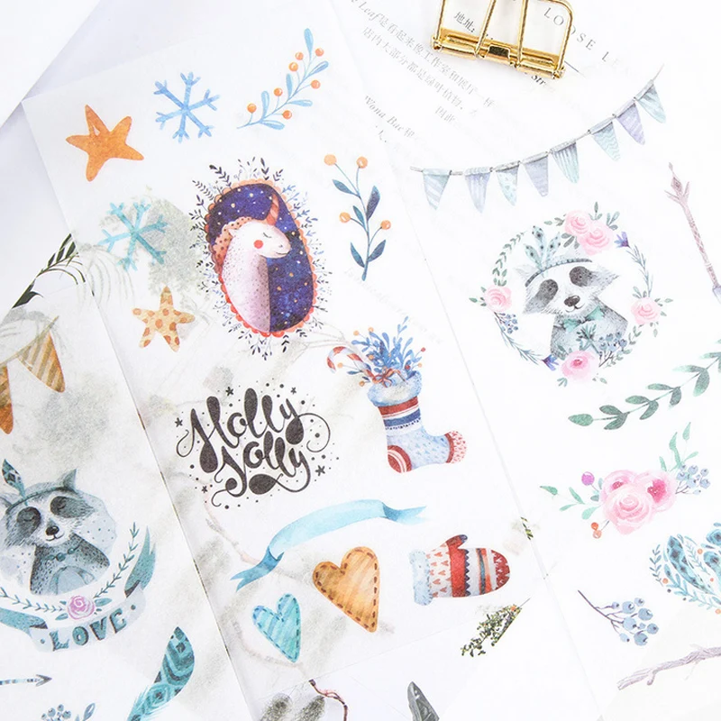 6 листов/партия Милая бумажная наклейка с изображением лисы и медведя посылка