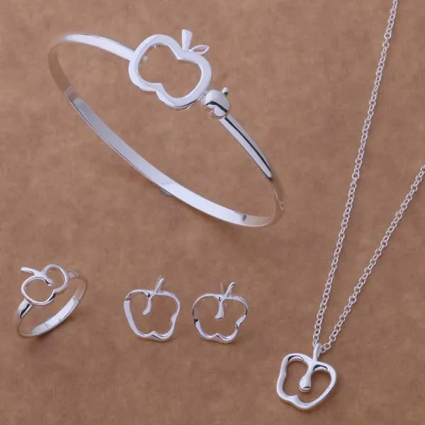 AS110 Lucky серебряный цвет 925 Ювелирные наборы для женщин серьги 208 + ожерелье 588