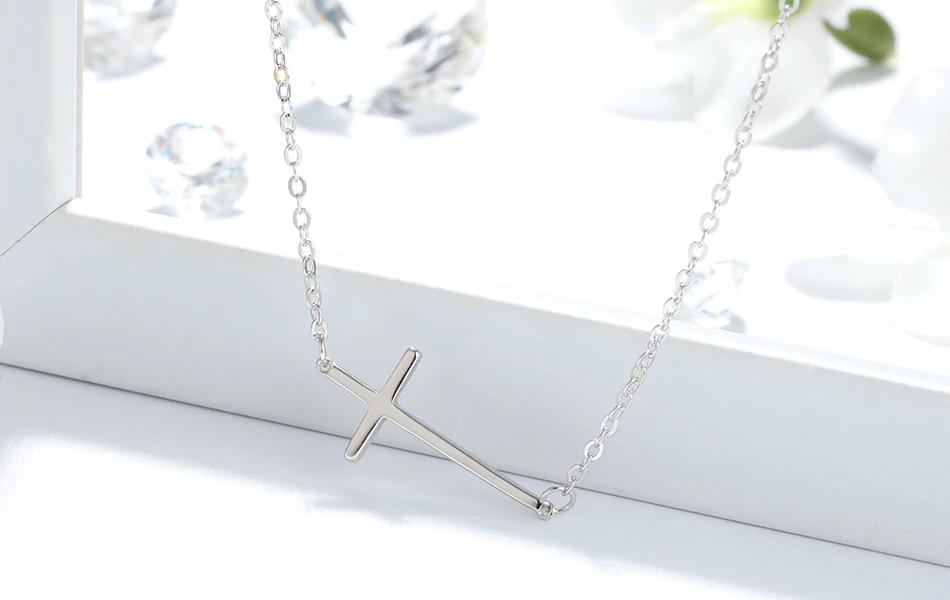 ORSA JEWELS подлинное Серебро 925 женское ожерелье подвеска в форме Креста 24 мм ширина Стерлинговое Серебрянное ювелирное ожерелье вечерние подарки OSN110