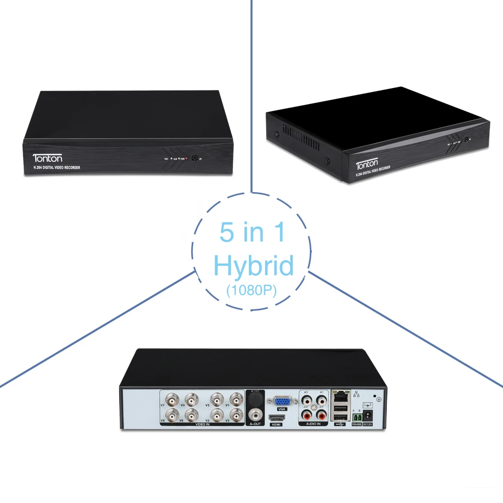 Тонтон 8CH 1080 P 5 в 1 DVR CCTV Системы 2.0MP ИК Ночное видение Крытый открытый безопасности