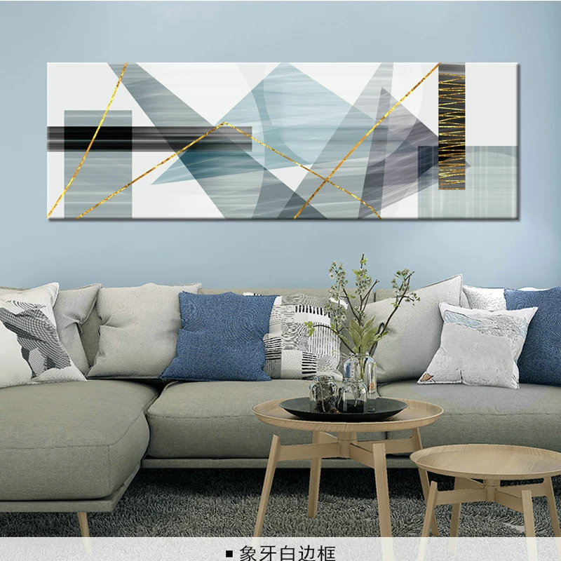 Абстрактный желтый и голубой блоки Холст Картина модный постер печать странная