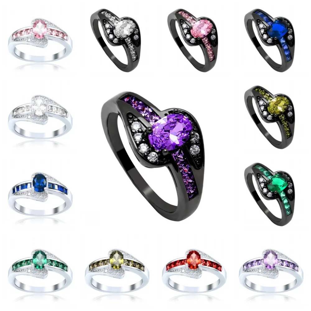 Женское Винтажное кольцо с черным покрытием фианитом|cz rings|fashion rings for womenrings women |
