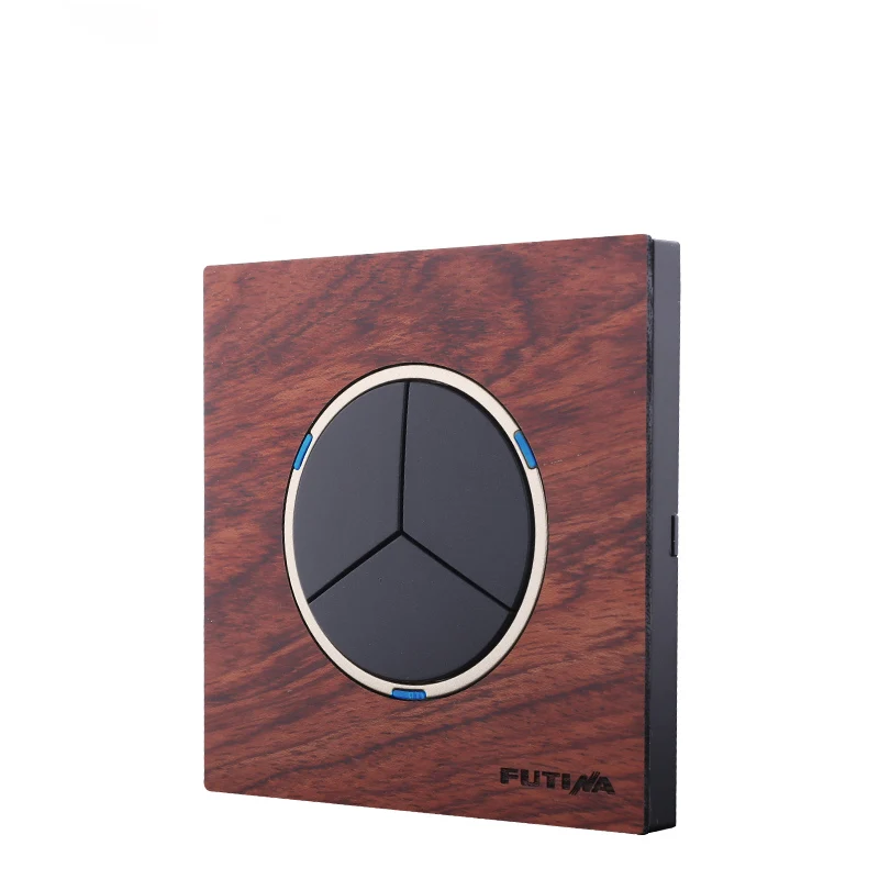 Ретро деревянный переключатель панель со светодиодом три управления два пути 6A