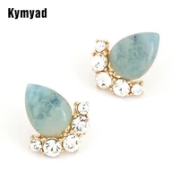 kymyad gold color earring cat eye stone stud earrings for women jewelry bijoux crystal earings fashion jewelry oorbellen brincos