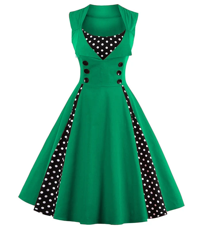 summer dress Винтажные платья в горошек 50s 60s Pin Up 5XL размера плюс женская одежда большие качели с цветочным рисунком рокабилли Ретро вечерние платья - Цвет: summer dress
