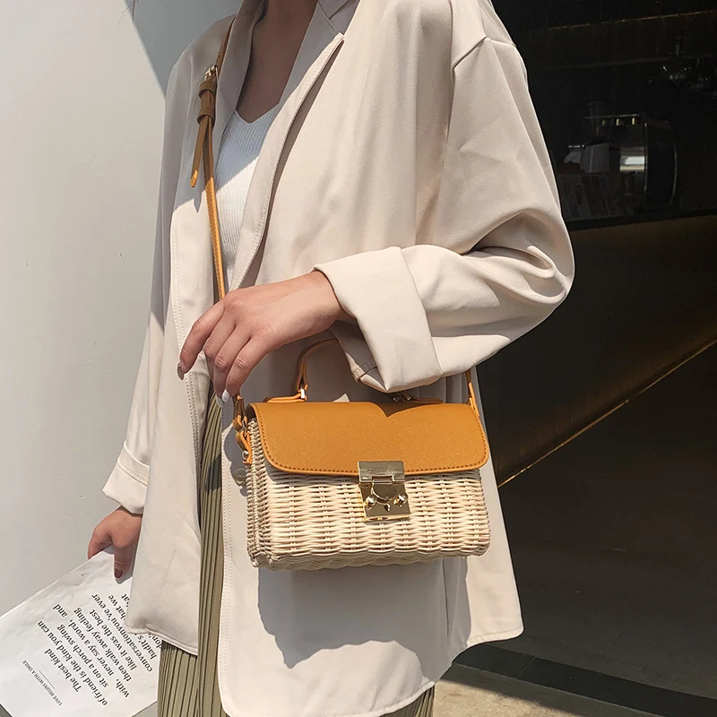 2019 European fashion simple box designer handbag high quality PU leather woven single shoulder diagonal cross bag qq326 | Багаж и сумки