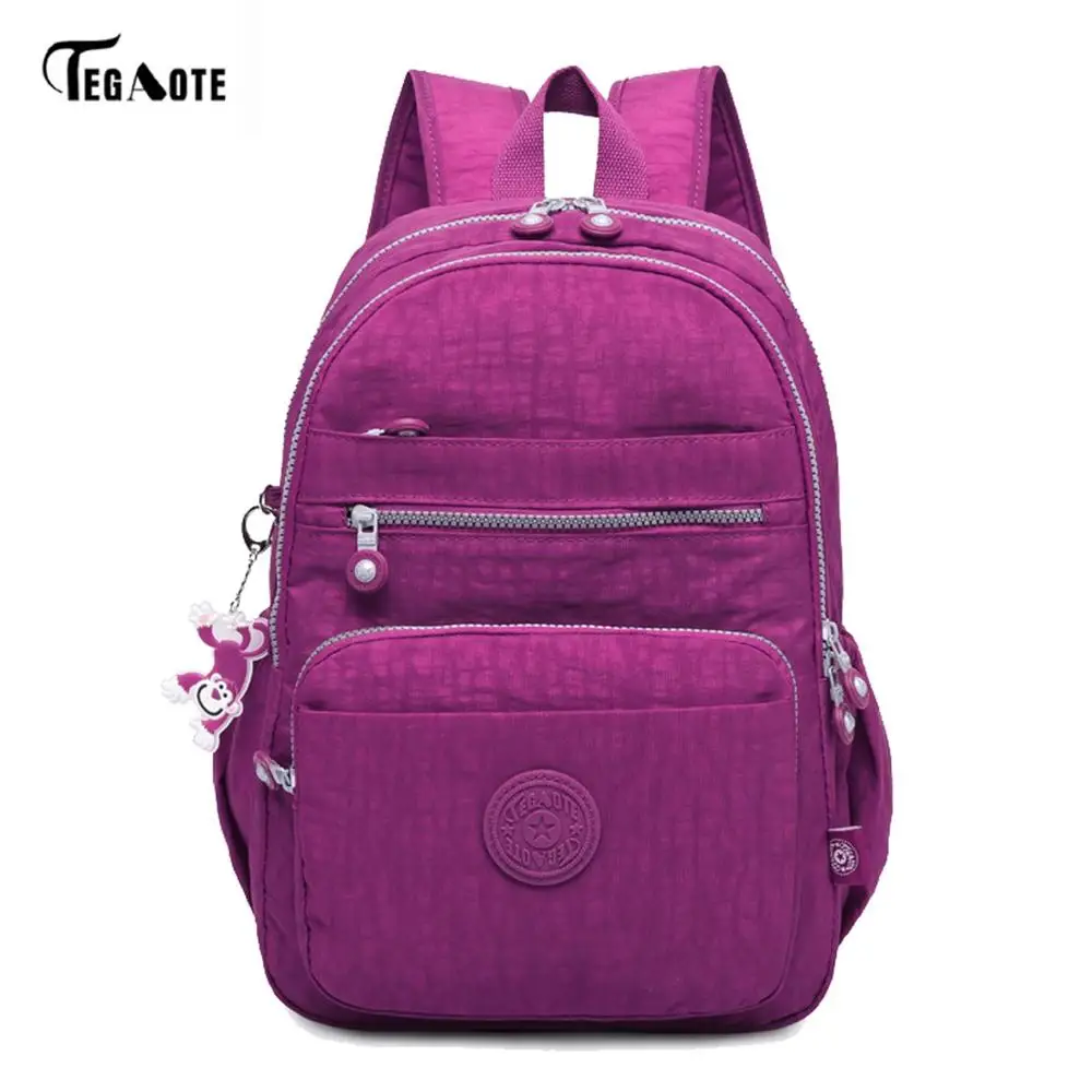 Purple red TEGAOTE рюкзак для ноутбука Водонепроницаемый Школьный рюкзак для девочек повседневный мужской женский нейлоновый рюкзак для школы Подростковая Детская сумка для мальчиков - Цвет: Purple red