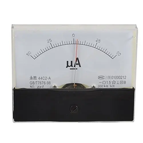 

Indicator DC Amperometer Head 44C2 DC 50-0-50uA Rectangle Analog Panel Ammeter Gauge 100*80mm