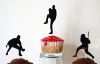 glitter baseball player silhouette cupcake toppers party picks baby shower wedding birthday toothpicks decor