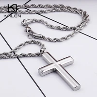kalen fashion cross necklaces for men high polished 50cm stainless steel cross jewelry necklace male cheap jewelry