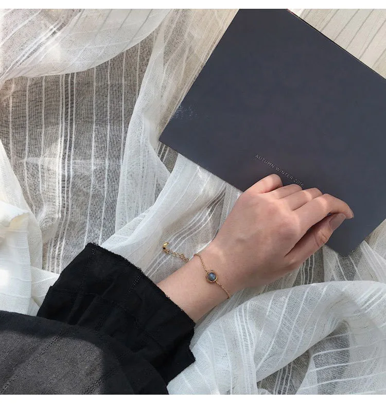 2018 МИЛЫЙ натуральный камень бусы цепочка луна кулон браслет браслеты для женщин