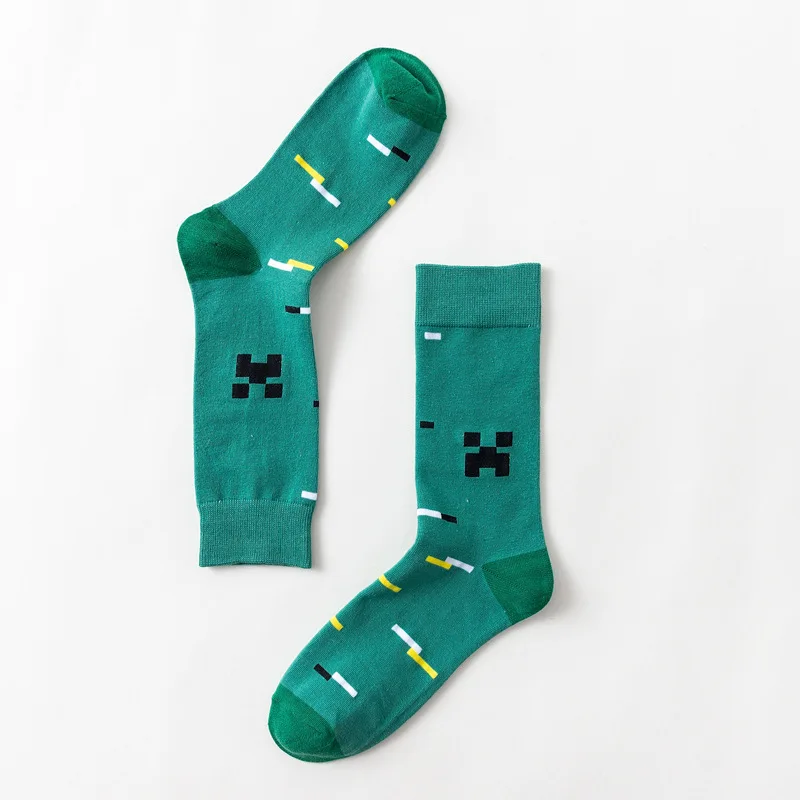 

New men's European American fashion color house pattern cotton crew couple socks dress brand Harajuku designer hip hop sokken