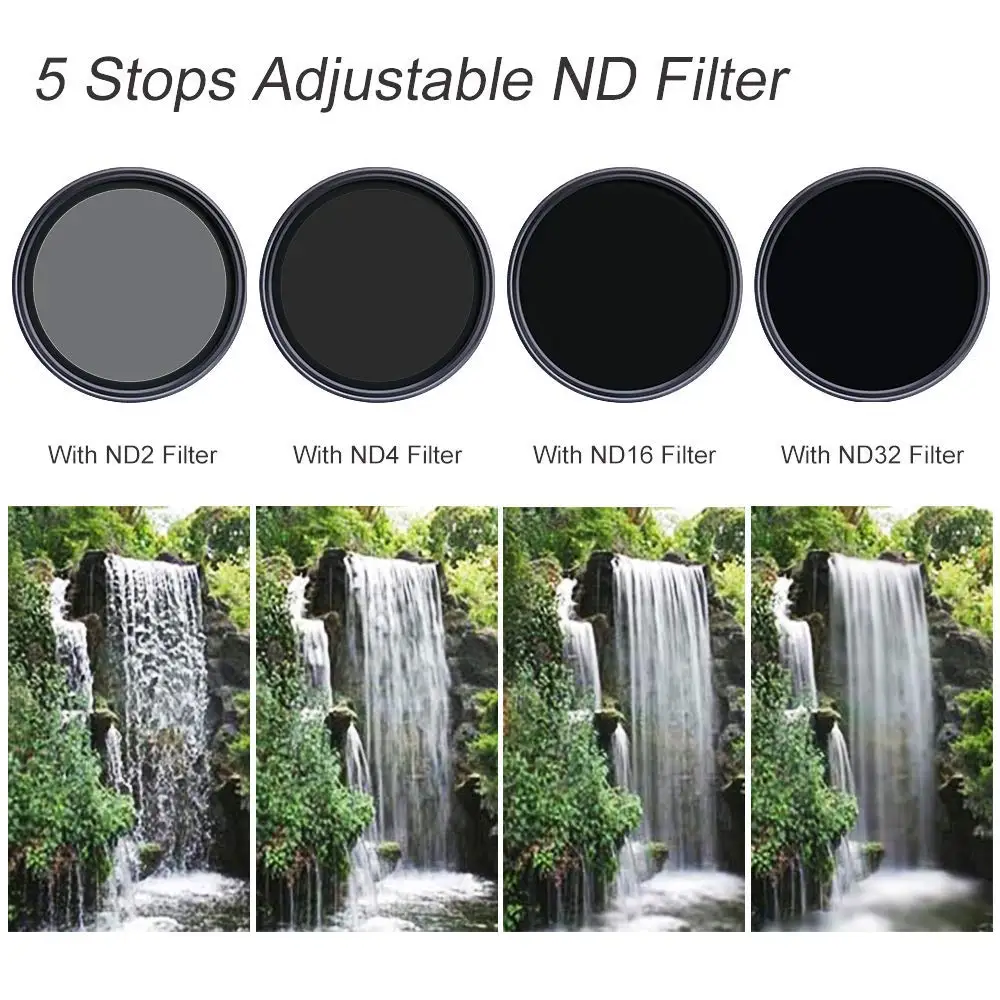 K&ampF Concept 52MM 58MM 62MM 77mm Fader ND Filter Neutral Density Variable ND2 to ND32 for Camera Lens NO X Spot | Электроника