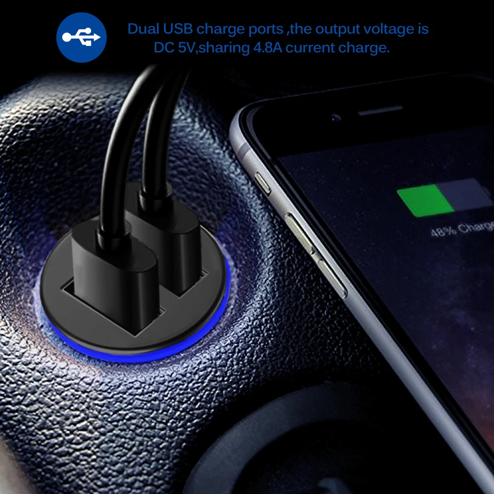 Автомобильное зарядное устройство с двумя USB-портами 5 В 4 8 А | Мобильные телефоны