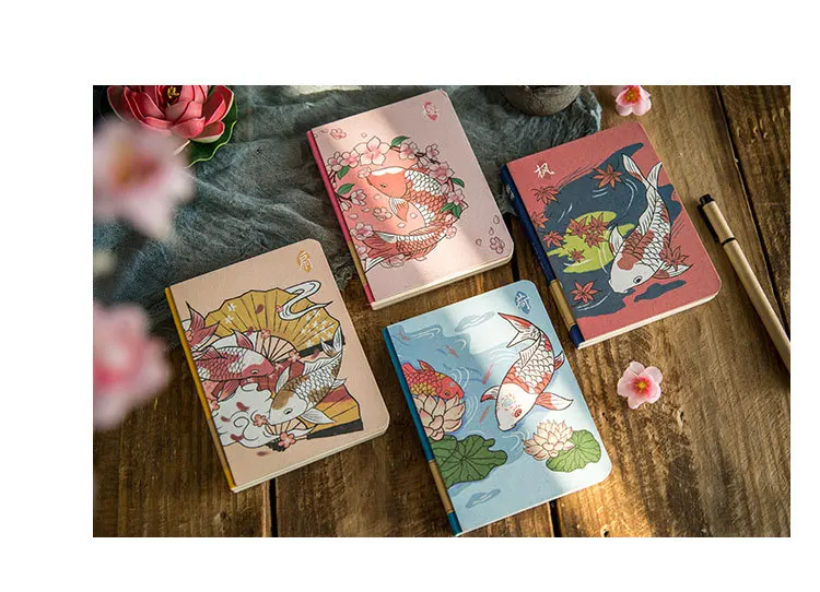 Милый японский блокнот "Koi Fish", альбом для путешествий, альбом для рисования, Канцтовары, планировщик, журнал, ежедневная заметка, блокнот, блокнот, записная книжка, студенческий подарок
