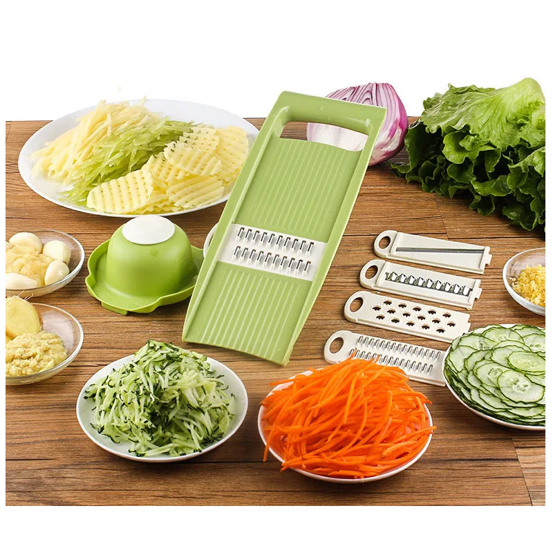 Adjustable Manual Vegetable Fruit Cutter Mandoline Slicer With 5 Ses Blades Food Kitchen Onion Potato Grater | Дом и сад