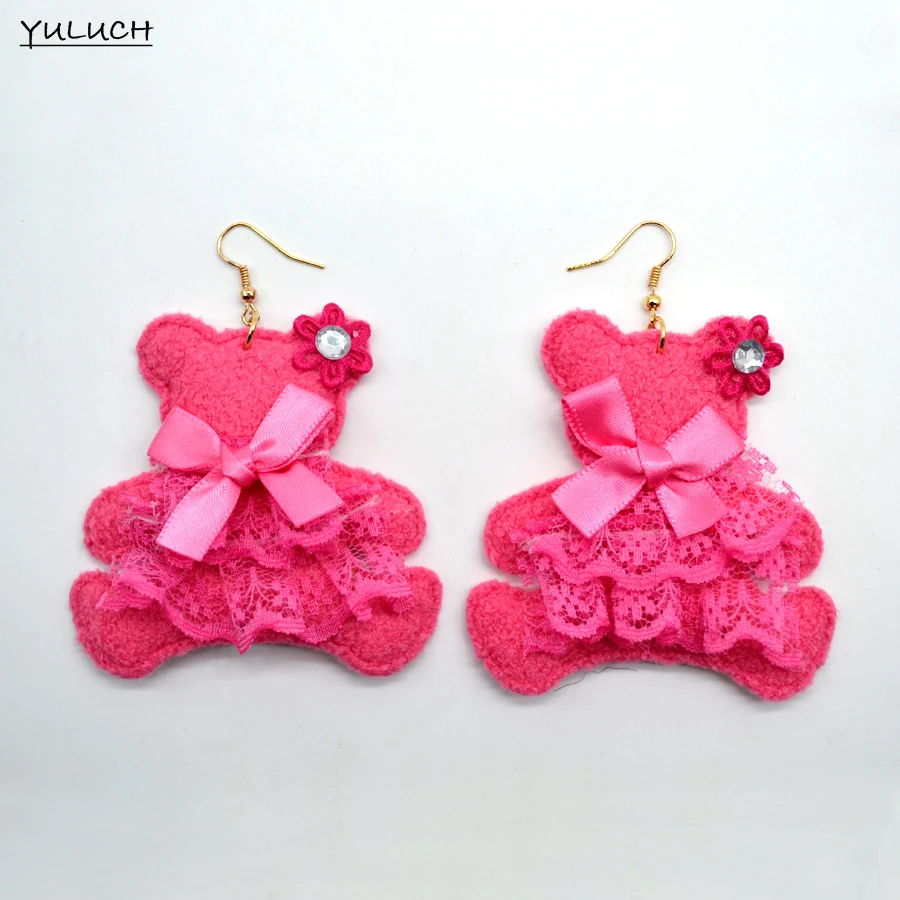 Модные ювелирные изделия милые розовые серьги в виде мишки новый дизайн|earring lot|bear