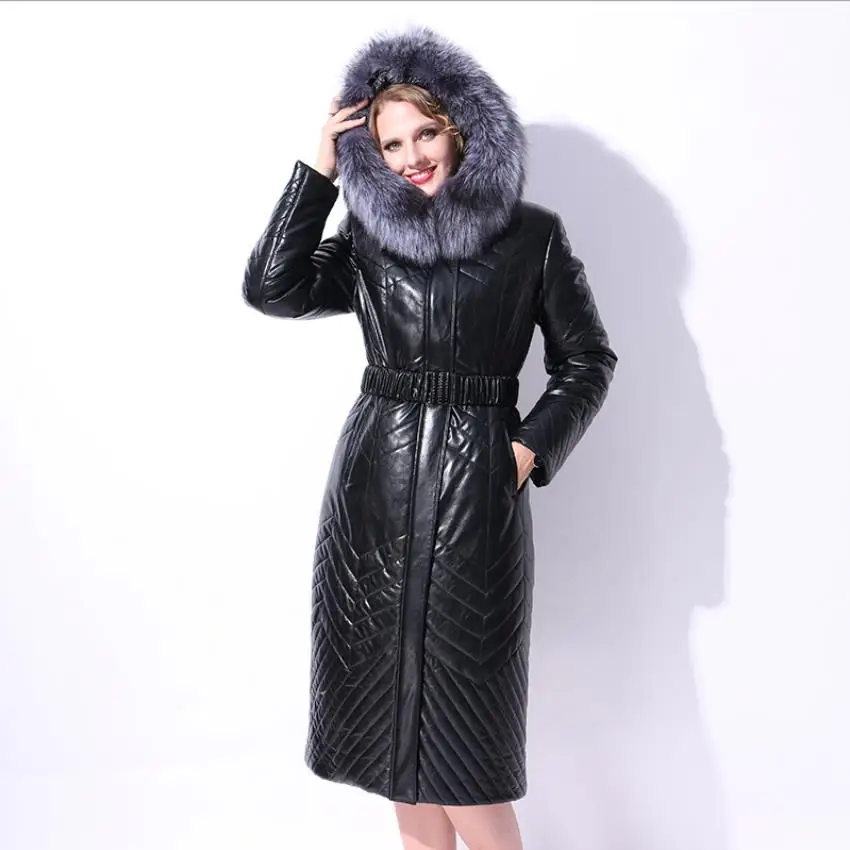 Зимнее пальто размера плюс с настоящим гусиным пухом модное Брендовое капюшоном