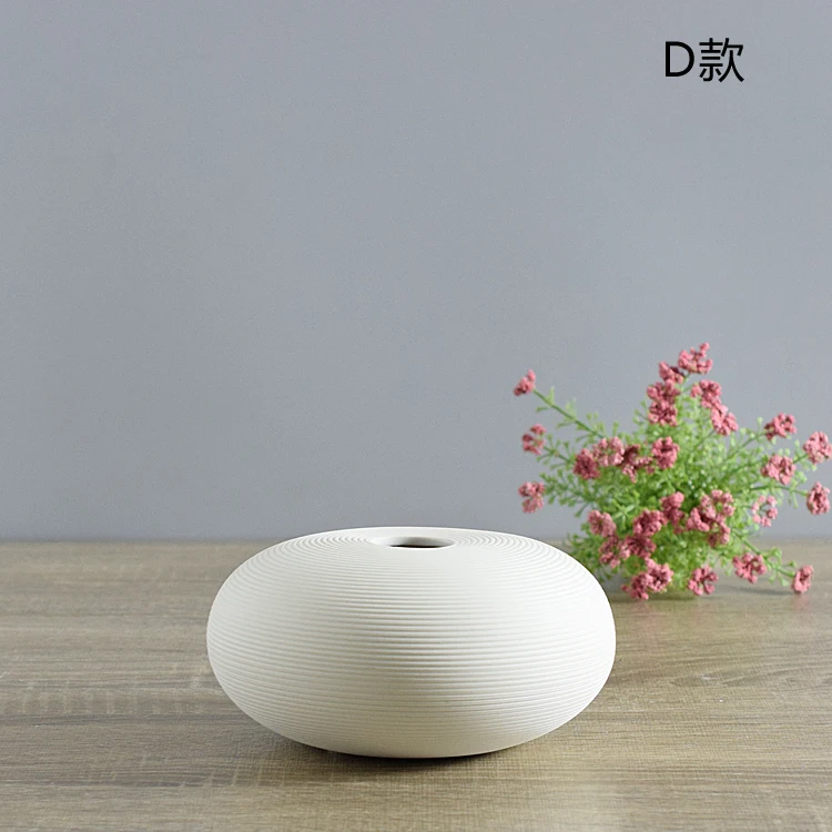 D 14x7x3cm Керамическая ваза, ваза для цветов для дома, фурнитура с моделью, декор для комнаты, стильная ваза для сухих ясеней, 5 форм, 3 цвета - Цвет: D 14x7x3cm