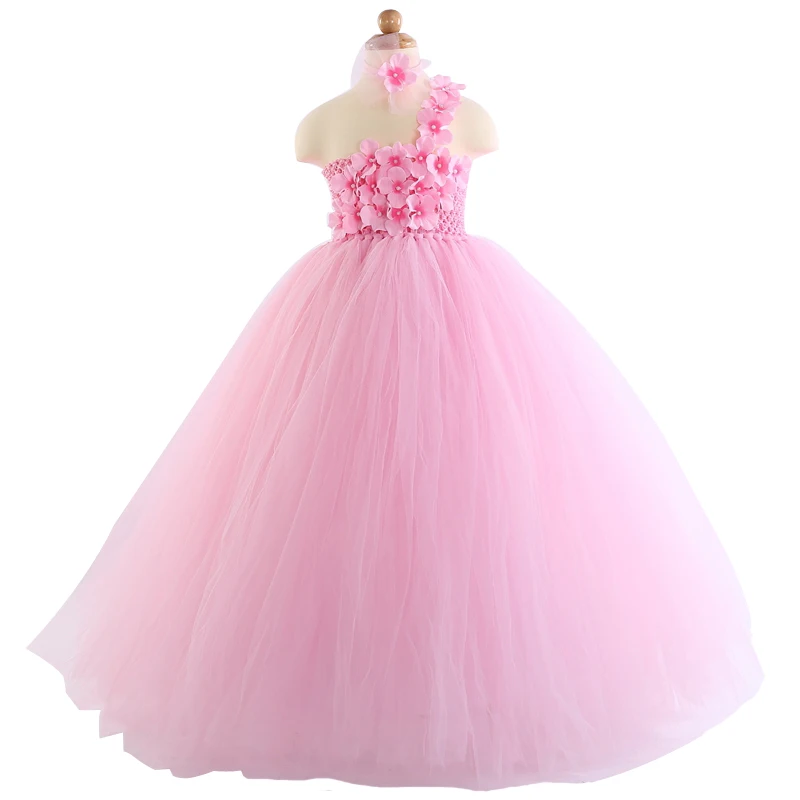 Infant Flowers Baby girl tutu dress birthday party headband set Children Princess kids clothes handmade vestido infantil #JH030 | Детская