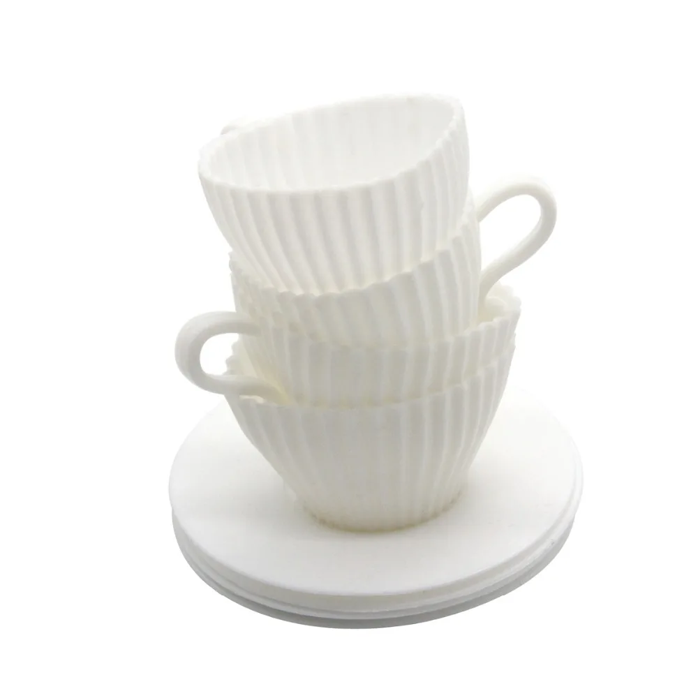 4 шт. силиконовые чашки для кексов форма торта чая + блюдца|silicone cupcake|silicone cupcake